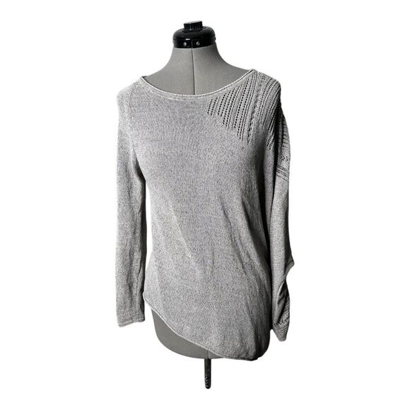 Sweaters - Stella Carakasi grey cotton blend long sleeve asymmetrical pullover ligh…